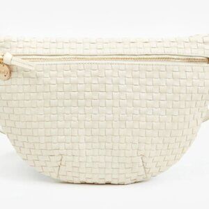 Clare V Grande Fanny, Cream Woven Checker